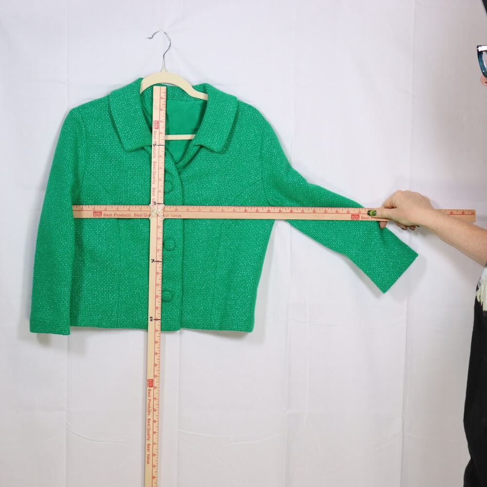 Vintage Handmade Green Wool Skirt Suit 2pc Set XS - Picture 6 of 7